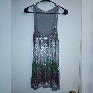 Charlote Russe Silver Sequin Tank Top